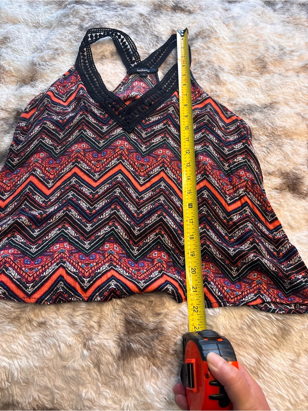 Ambiance Zigzag Chevron Lace-Trim Cami in Red and Black - Picture 5 of 6